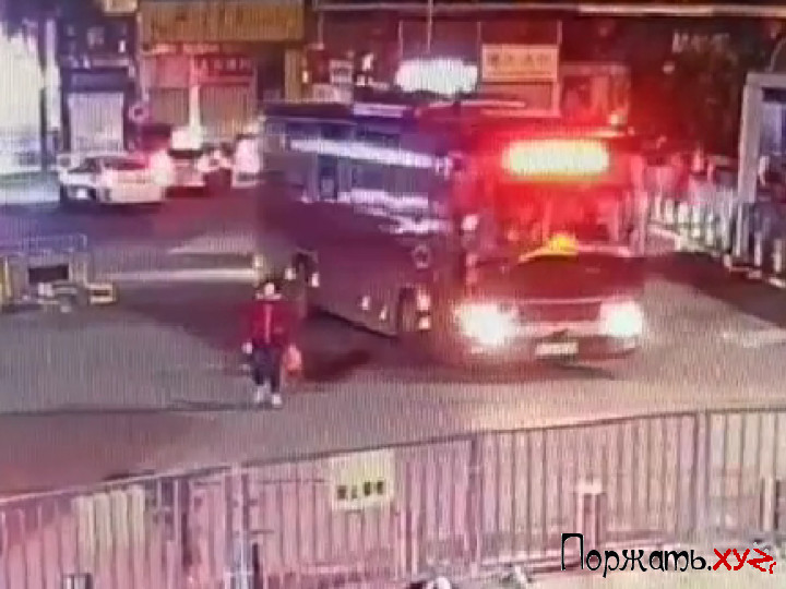 Chinese Woman In Headphones Crushed By The Bus